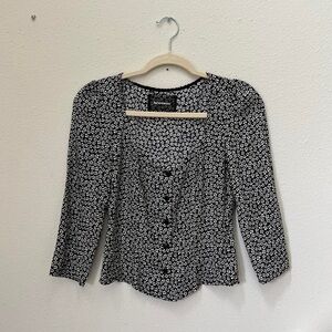 Black and White Floral Women's Top